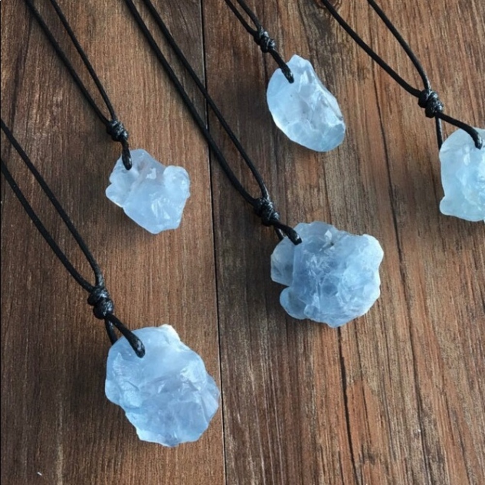 Raw Crystal Necklace Blue
